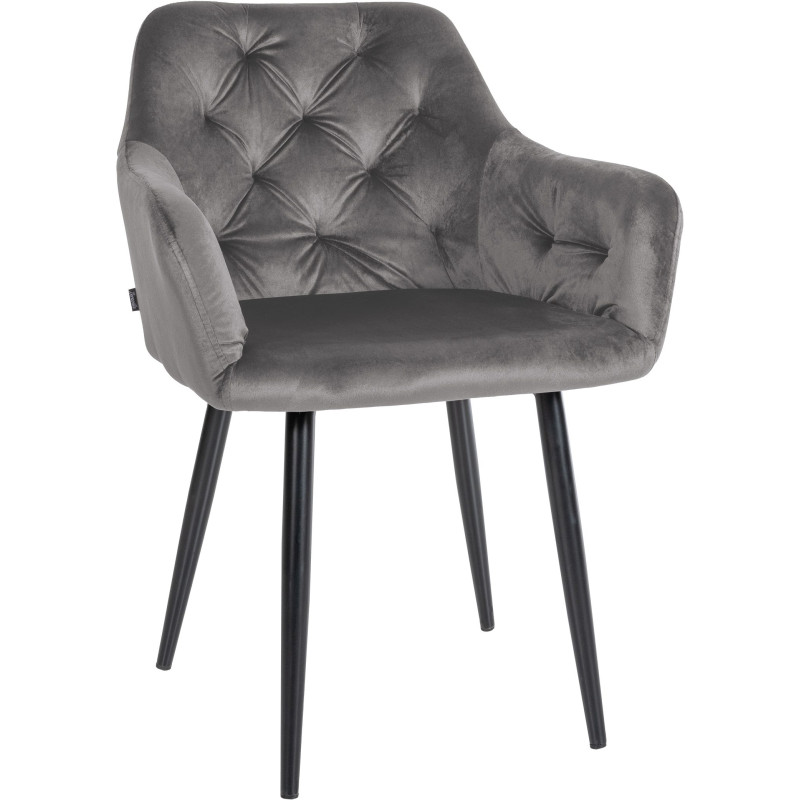 Lot de 2 chaises de salle à manger en velours Stanley gris foncé
