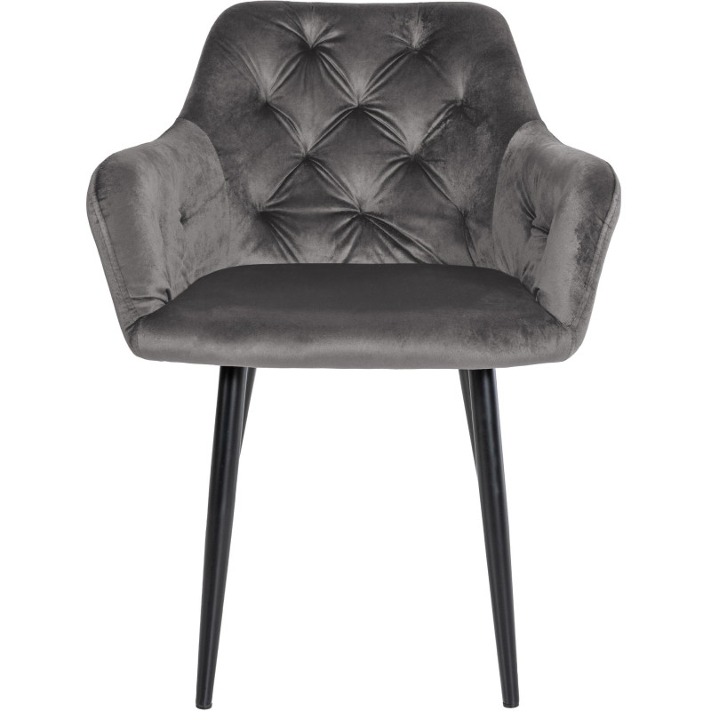 Lot de 2 chaises de salle à manger en velours Stanley gris foncé