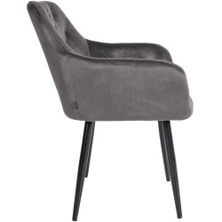 Lot de 2 chaises de salle à manger en velours Stanley gris foncé