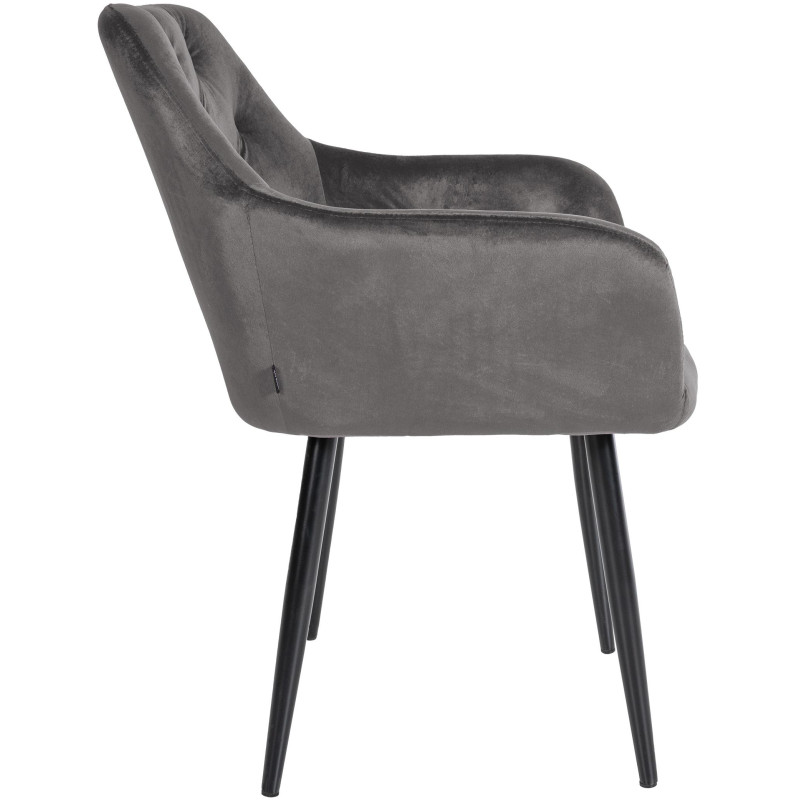Lot de 2 chaises de salle à manger en velours Stanley gris foncé