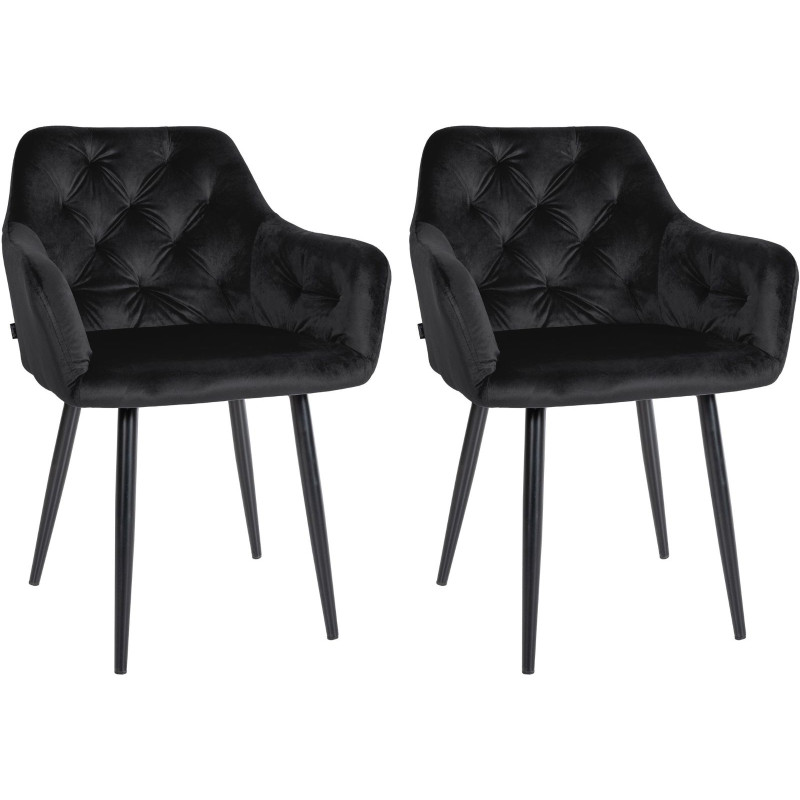 Lot de 2 chaises de salle à manger en velours Stanley noir