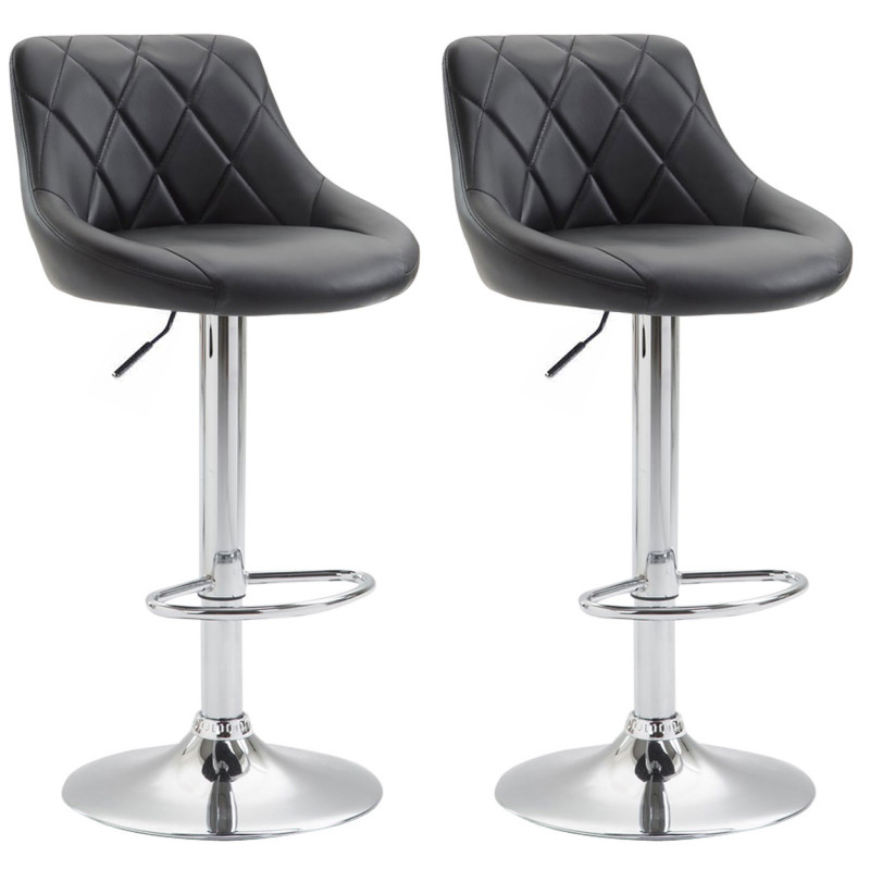 Lot de 2 tabourets de bar Lazio simili cuir C noir