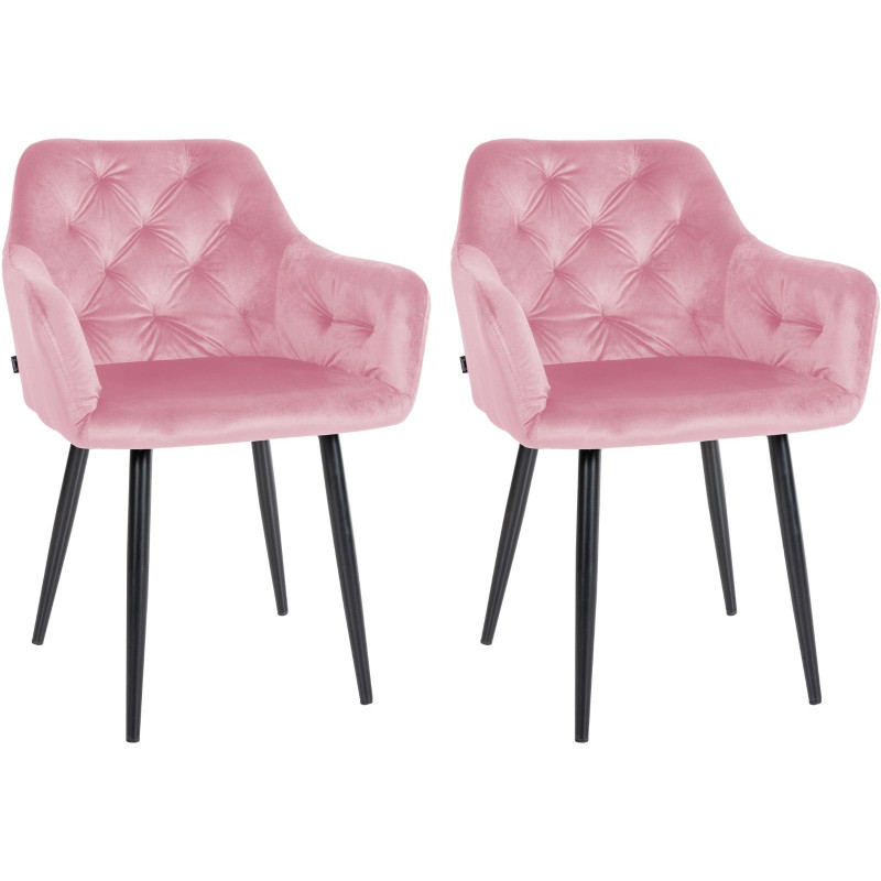 Lot de 2 chaises de salle à manger en velours Stanley rose