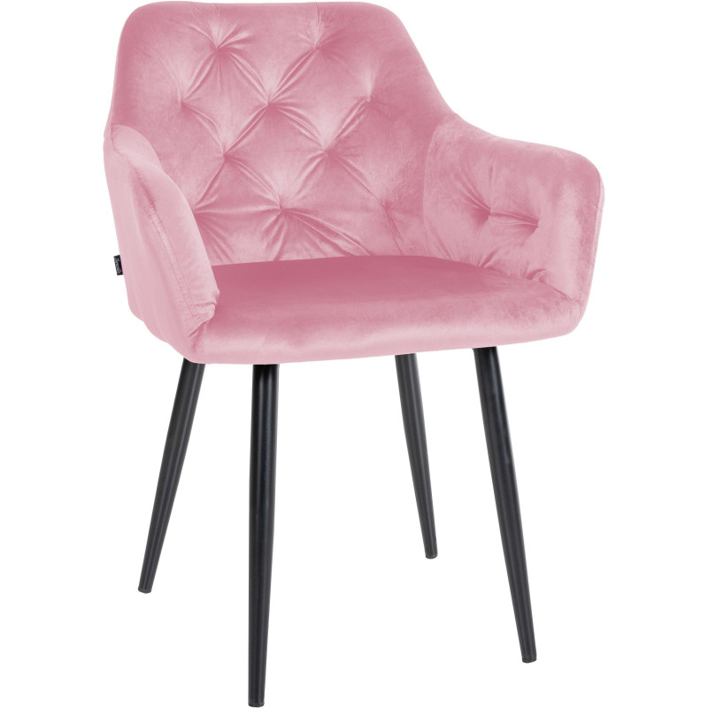 Lot de 2 chaises de salle à manger en velours Stanley rose