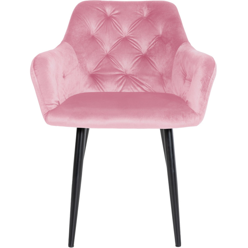 Lot de 2 chaises de salle à manger en velours Stanley rose