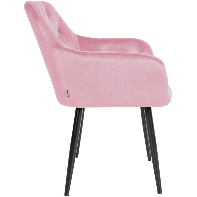 Lot de 2 chaises de salle à manger en velours Stanley rose