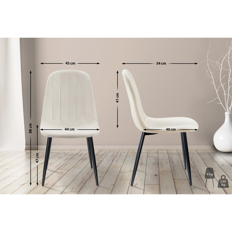 Chaise de salle à manger en velours Baxter blanc crème