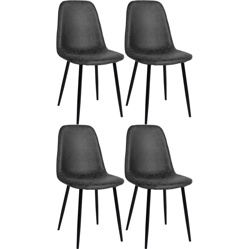 Lot de 4 chaises de salle à manger Napier simili cuir noir