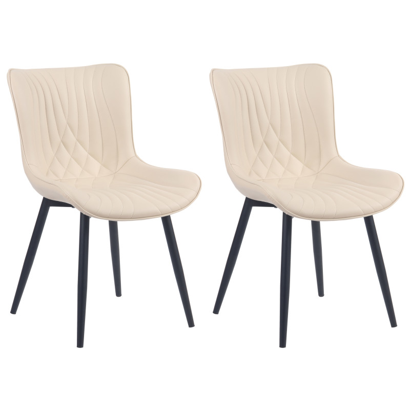 Lot de 2 chaises Brady simili cuir crème