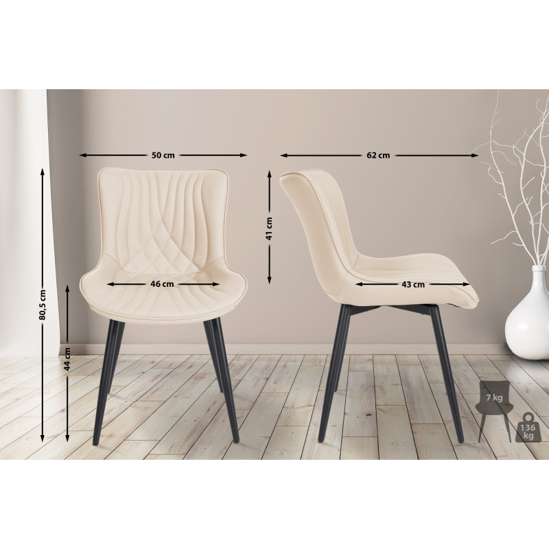 Lot de 2 chaises Brady simili cuir crème