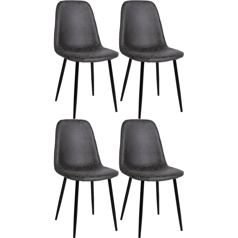 Lot de 4 chaises de salle à manger Napier simili cuir gris foncé
