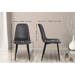 Lot de 4 chaises de salle à manger Napier simili cuir gris foncé