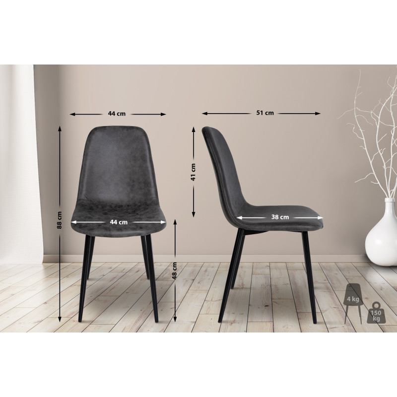 Lot de 4 chaises de salle à manger Napier simili cuir gris foncé