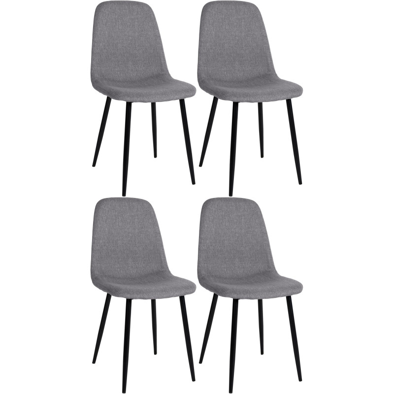 Lot de 4 chaises de salle à manger tissu Napier gris