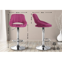 Tabouret de bar Milet tissu chrome violet