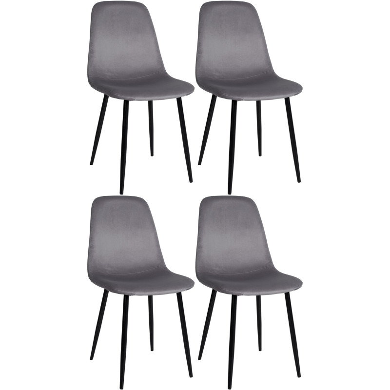 Lot de 4 chaises de salle à manger en velours Napier gris foncé