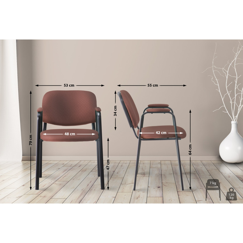 Fauteuil visiteur Ken PRO, tissu marron