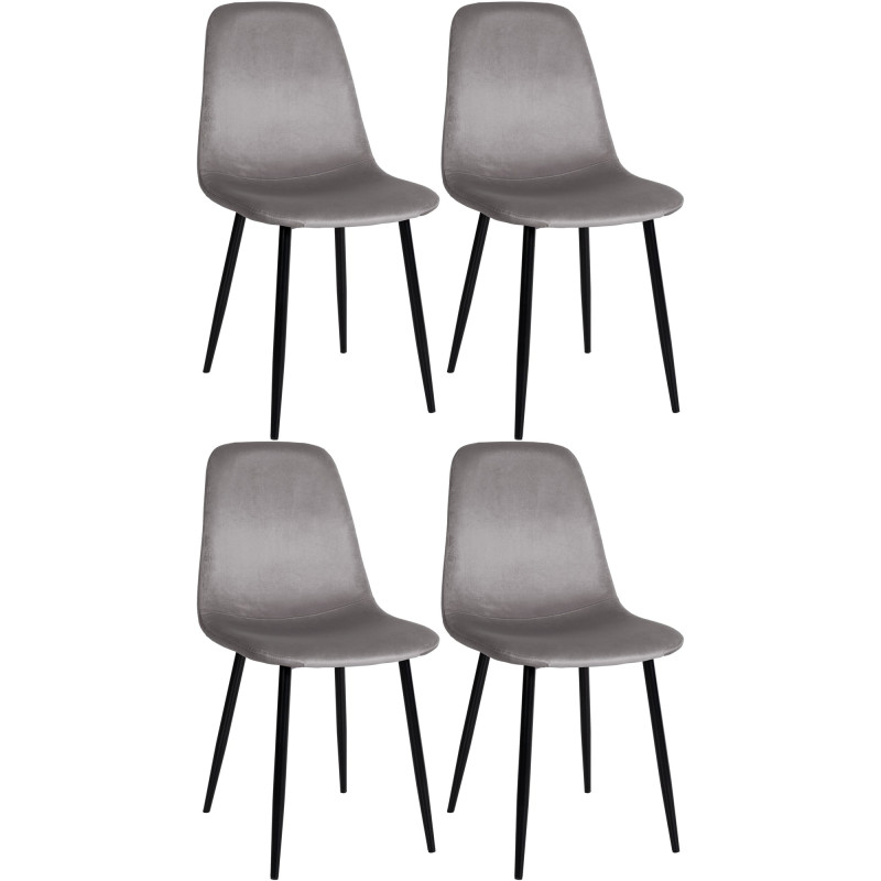Lot de 4 chaises de salle à manger en velours Napier gris