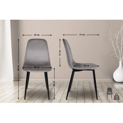 Lot de 4 chaises de salle à manger en velours Napier gris