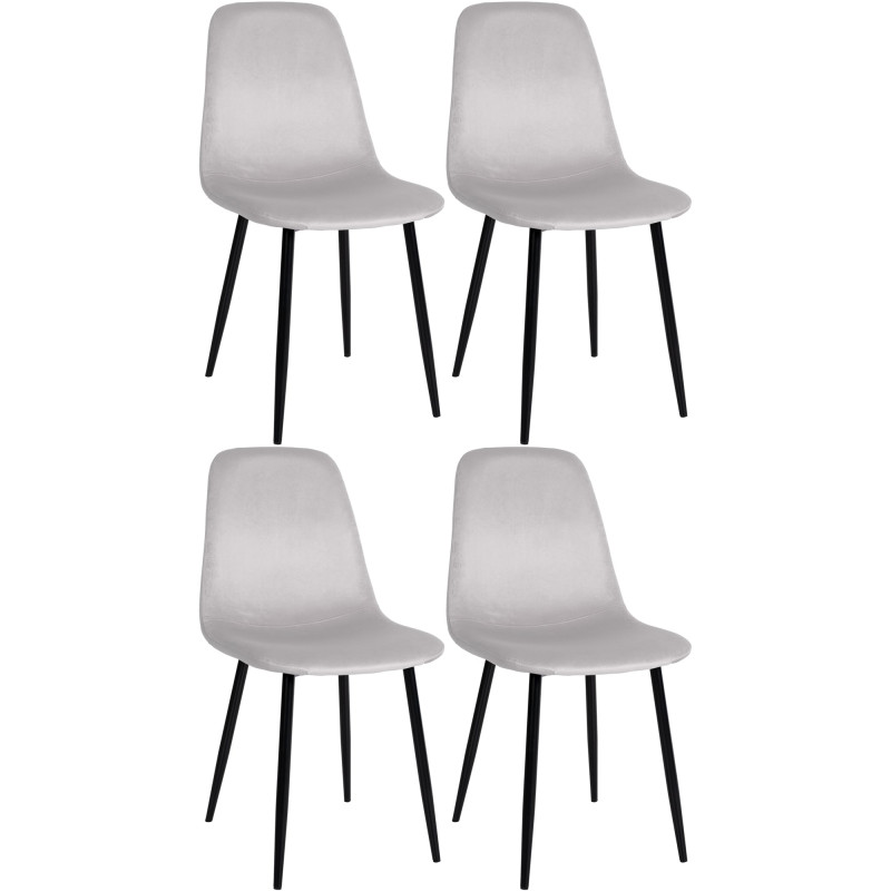 Lot de 4 chaises de salle à manger en velours Napier crème