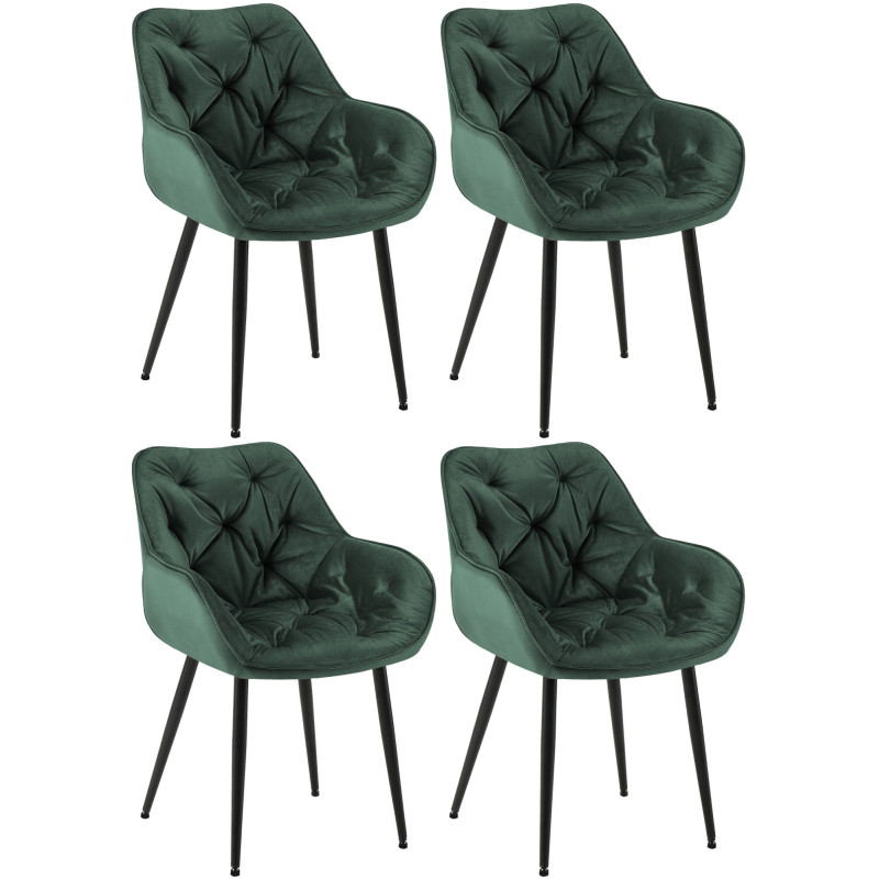 Lot de 4 chaises Tanna velours vert