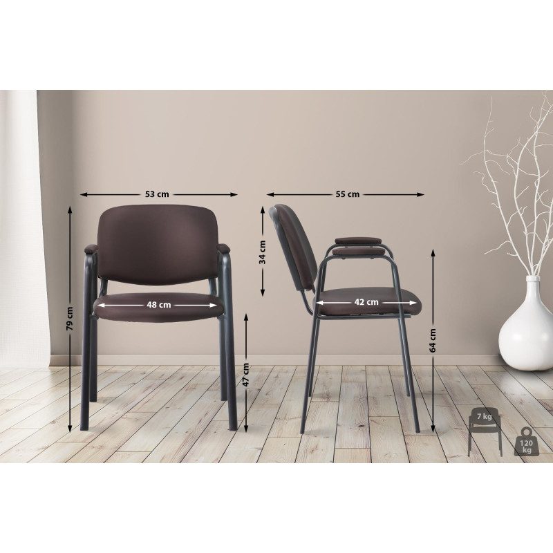 Fauteuil visiteur Ken PRO, similicuir, marron