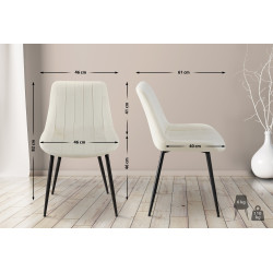 Chaise en velours Rahden crème