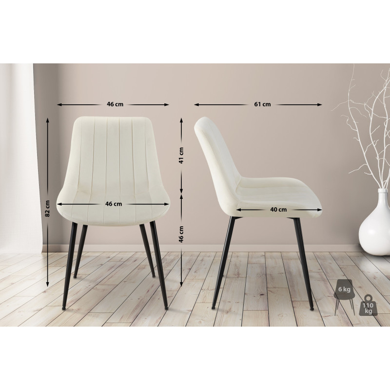Chaise en velours Rahden crème