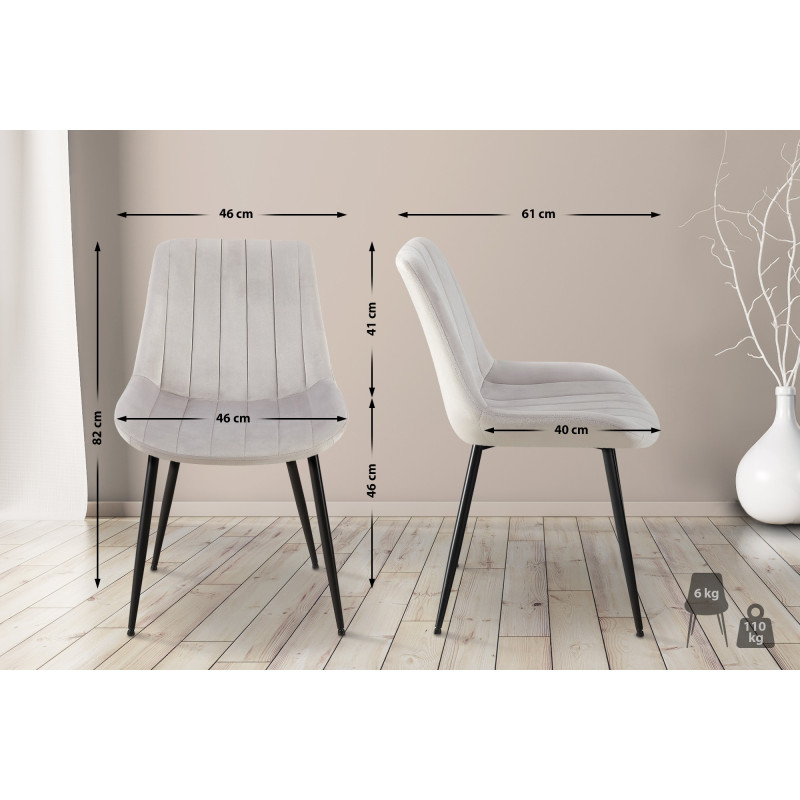 Chaise en velours Rahden gris clair