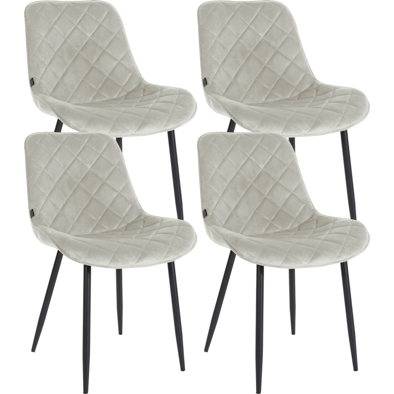 Lot de 4 chaises Springs velours crème