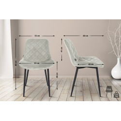 Lot de 4 chaises Springs velours crème
