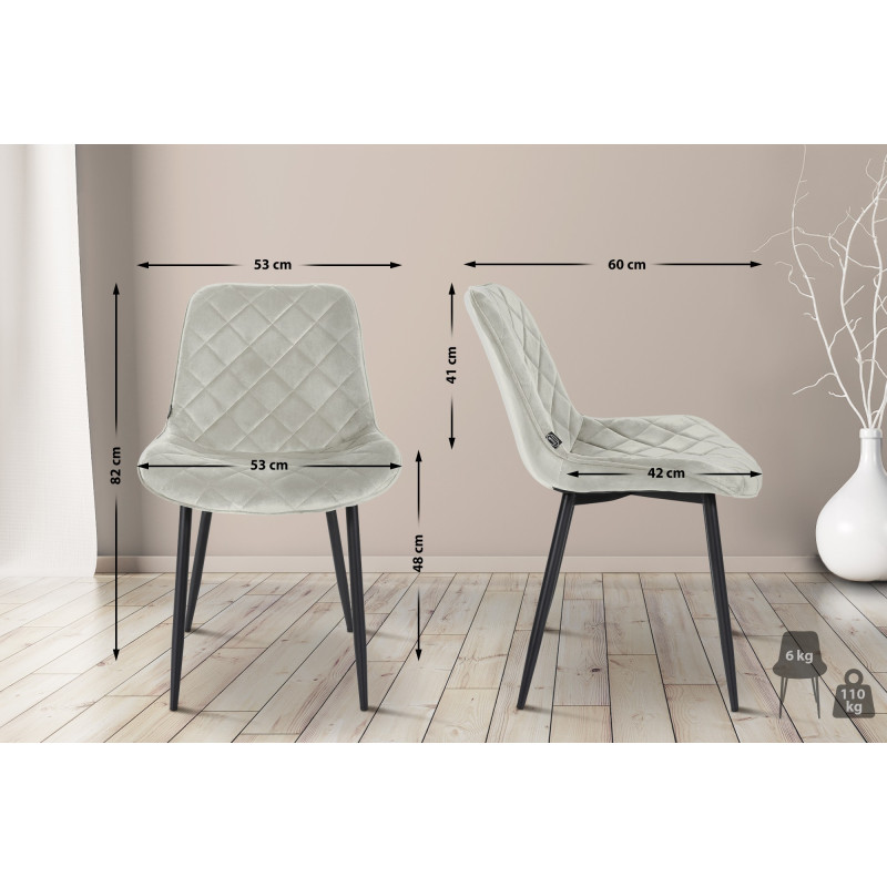 Lot de 4 chaises Springs velours crème