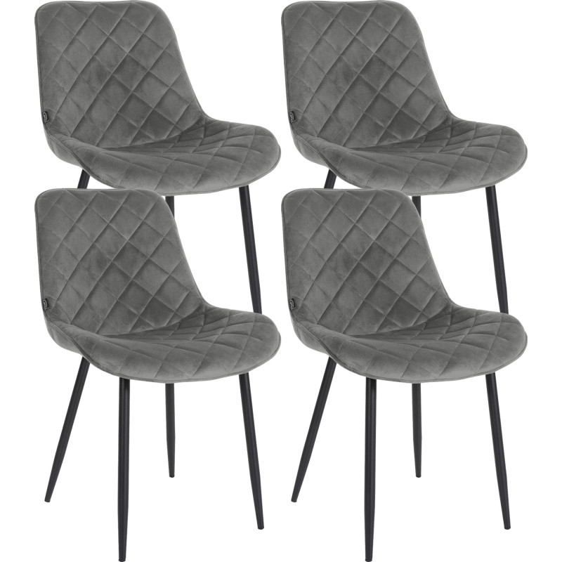 Lot de 4 chaises Springs velours gris