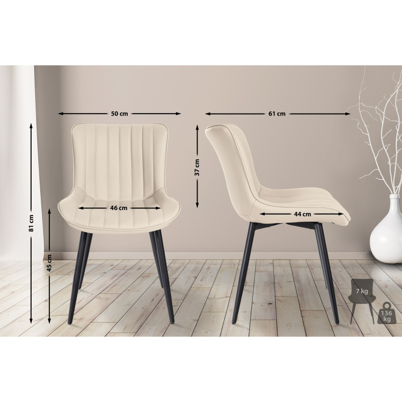 Lot de 2 chaises Largo en simili cuir crème