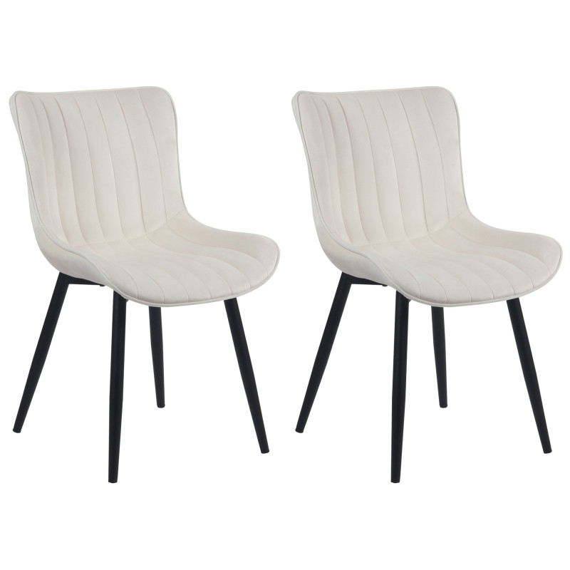 Lot de 2 chaises Largo en velours crème