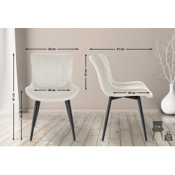 Lot de 2 chaises Largo en velours crème