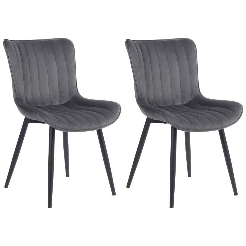 Lot de 2 chaises Largo en velours gris foncé