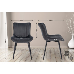 Lot de 2 chaises Largo en velours gris foncé