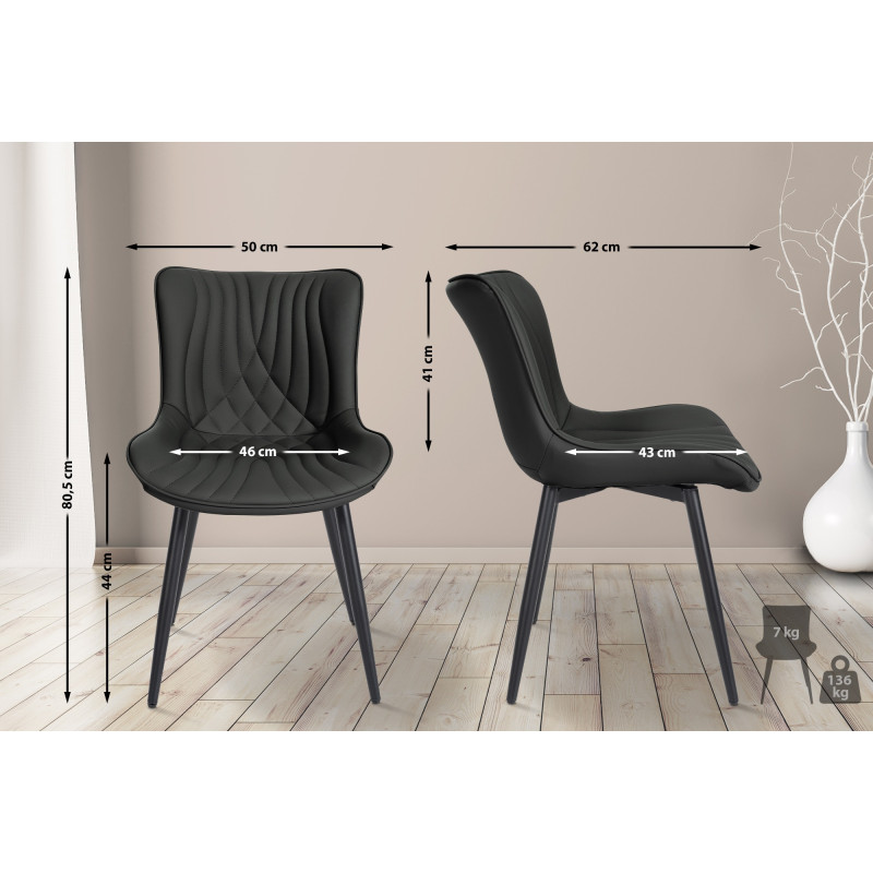 Lot de 2 chaises Brady simili cuir noir