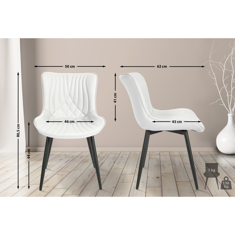 Lot de 2 chaises Brady simili cuir blanc