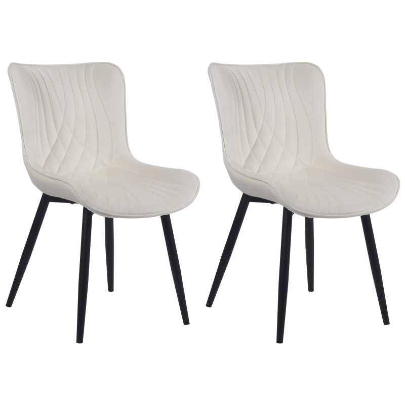 Lot de 2 chaises Brady en velours crème