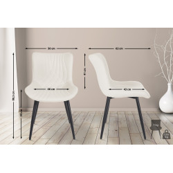 Lot de 2 chaises Brady en velours crème