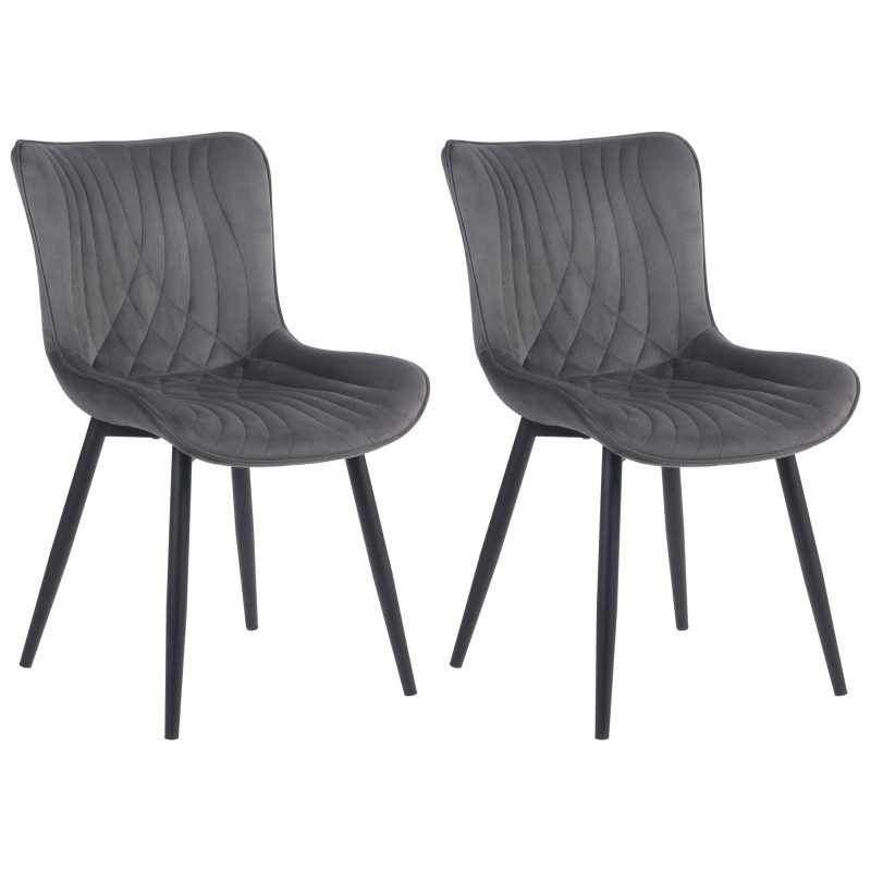 Lot de 2 chaises Brady en velours gris foncé