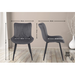 Lot de 2 chaises Brady en velours gris foncé
