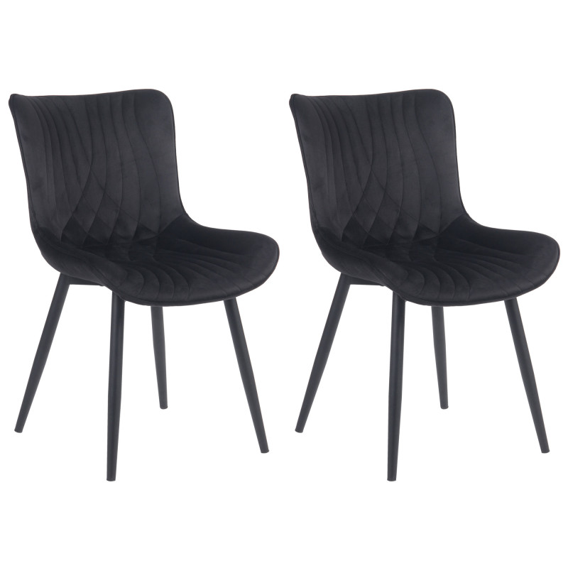 Lot de 2 chaises Brady en velours noir