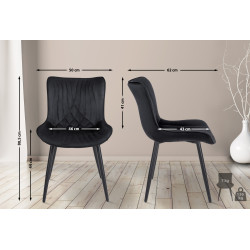 Lot de 2 chaises Brady en velours noir