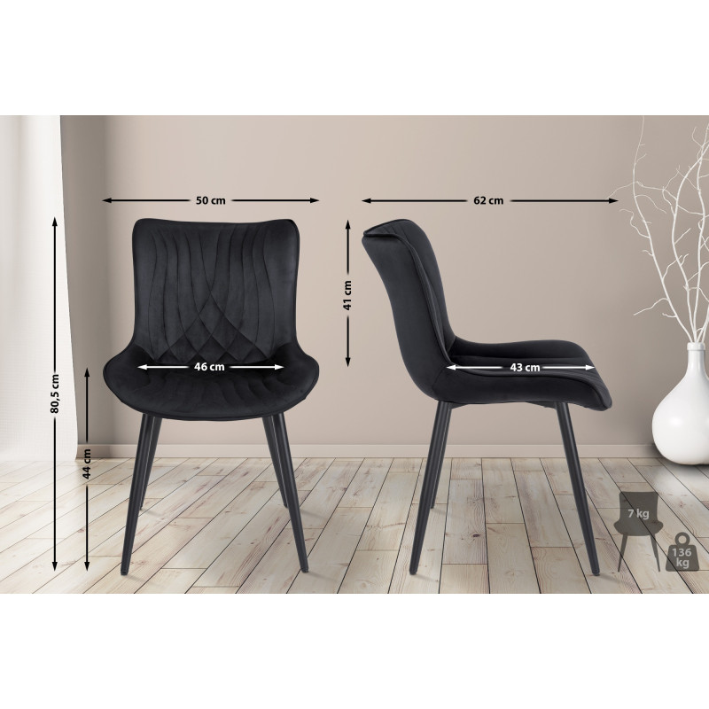 Lot de 2 chaises Brady en velours noir