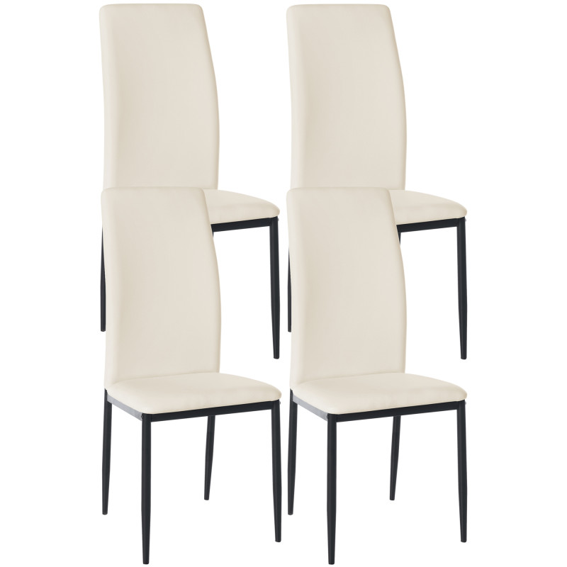 Lot de 4 chaises de salle à manger Savino simili cuir crème