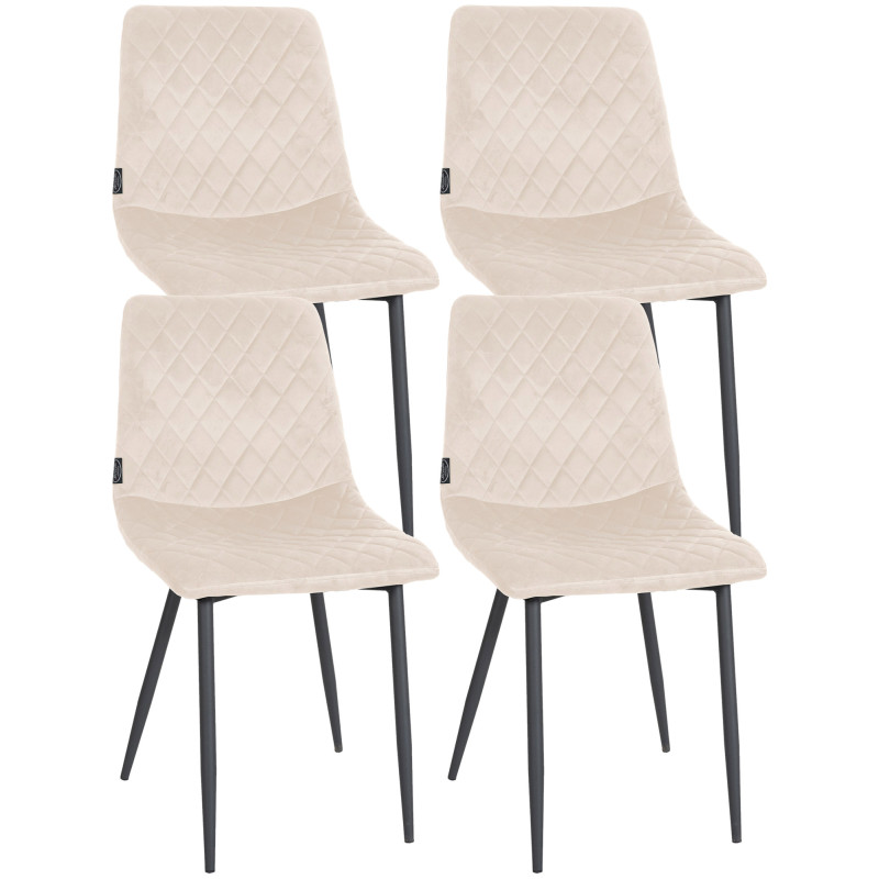 Lot de 4 chaises Telde en velours crème