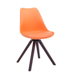 Chaise visiteur Troyes Pivotante Noyer Carré orange